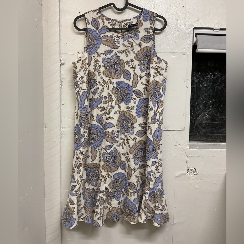 Tommy Hilfiger blue/purple floral linen blend dress size 4
